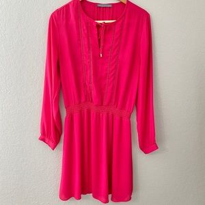 Octavia | Pink Long Sleeve Cinched Waist Dress